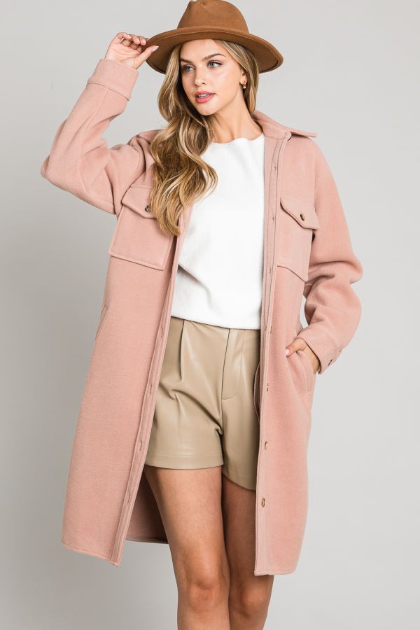 Dusty Rose Long Shacket